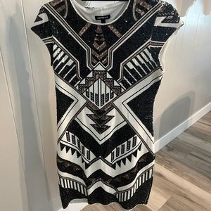 Express Black and White Geometric Mini Dress